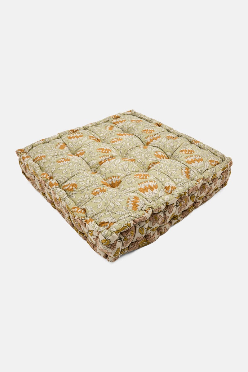 Muy Mucho Floor Cushion 40 H x 40 L x 8 W cm, Green Combo - Image 3