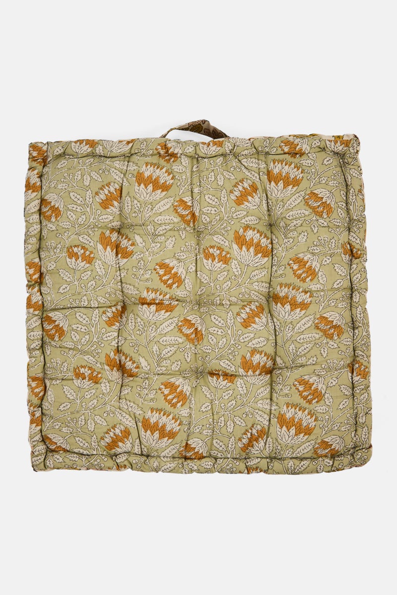 Muy Mucho Floor Cushion 40 H x 40 L x 8 W cm, Green Combo - Image 1