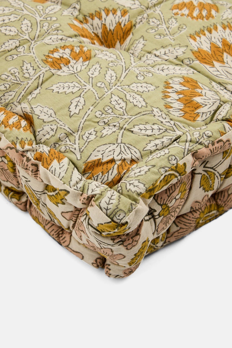 Muy Mucho Floor Cushion 40 H x 40 L x 8 W cm, Green Combo - Image 4