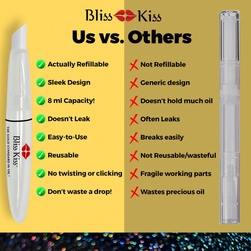 Bliss Kiss Refillable Cuticle Oil Pen for Nails - Empty 8 ml Squeeze Nail Oil Pen with brush applicator from 1-Pack - Image 5