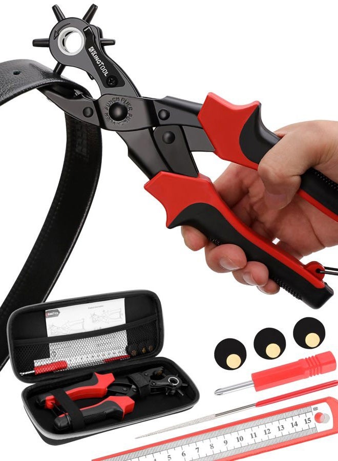KingTool Leather Hole Punch Set, Super Heavy Duty Rotary Puncher, Multi Hole Sizes Maker Tool - Image 1