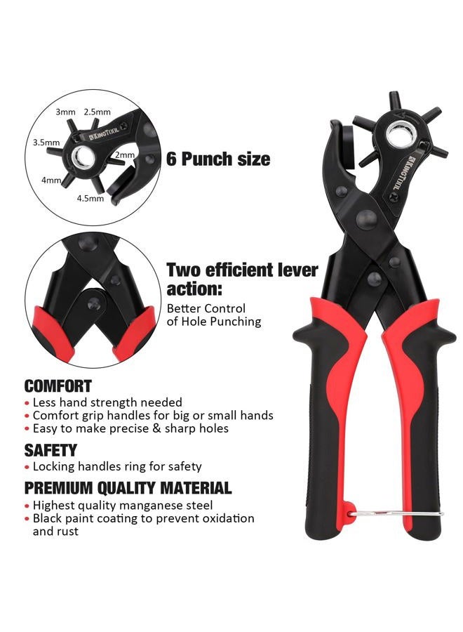 KingTool Leather Hole Punch Set, Super Heavy Duty Rotary Puncher, Multi Hole Sizes Maker Tool - Image 3