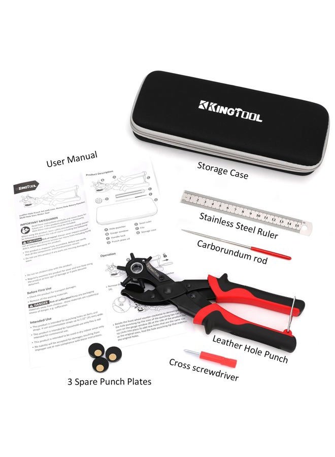 KingTool Leather Hole Punch Set, Super Heavy Duty Rotary Puncher, Multi Hole Sizes Maker Tool - Image 2