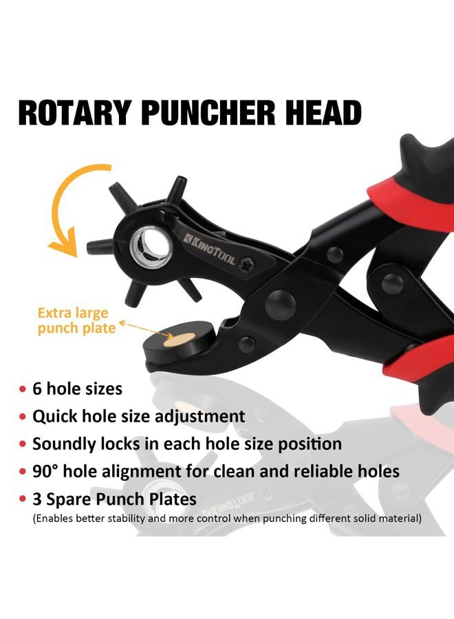 KingTool Leather Hole Punch Set, Super Heavy Duty Rotary Puncher, Multi Hole Sizes Maker Tool - Image 4