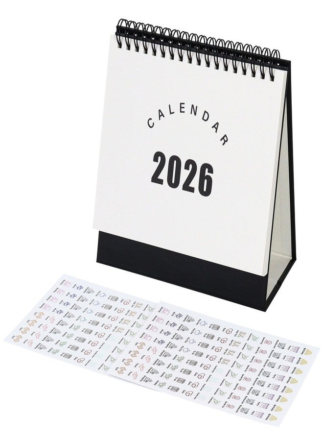 Koqye تقويم مكتبي من كوكي 2025-2026 من يوليو إلى ديسمبر 2026، تقويم ورقي صغير قابل للطي مع تصميمات شهرية وملصقين للمكتب (أسود) - Image 1