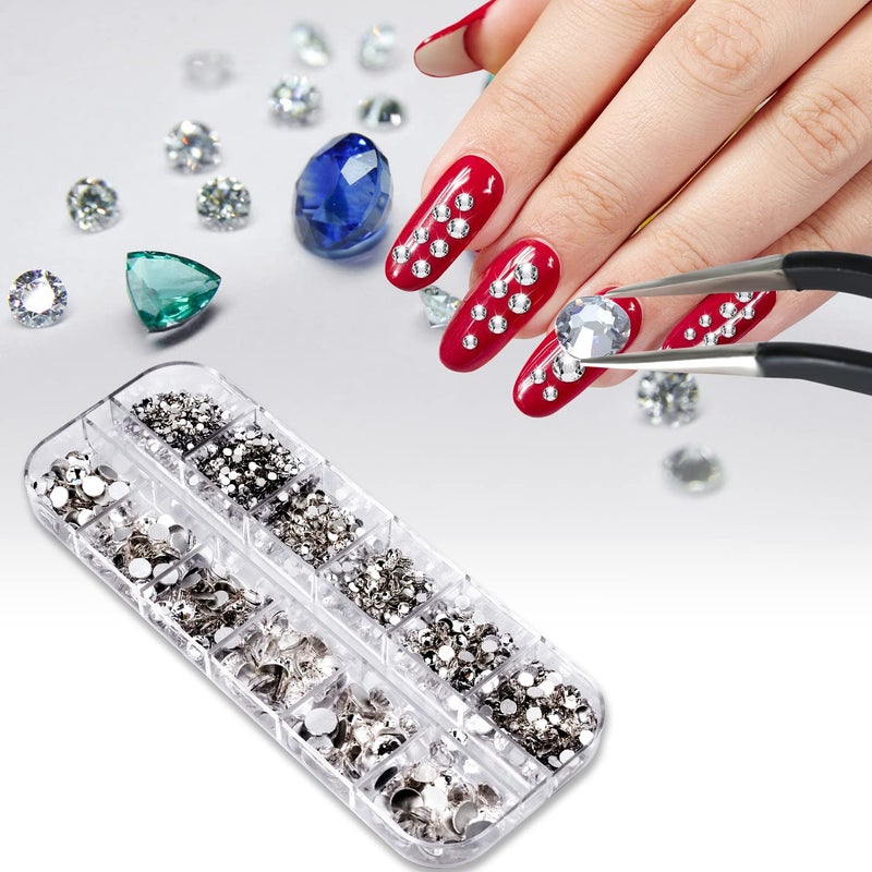 Weico 2000PCS Clear Rhinestones, Round Flat Back Gems Gemstones for Crafts Nails, Glass Diamonds with Tweezer and Wax Pencil for Acrylic Nails Face Eye Makeup Clothes Decoration( 6 Sizes, 1.5-6mm) - Image 4