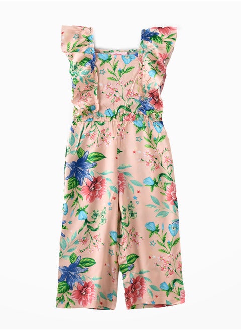 Sunshine Twirls: Girls' Jumpsuit Breezy Comfort & Playful Fun