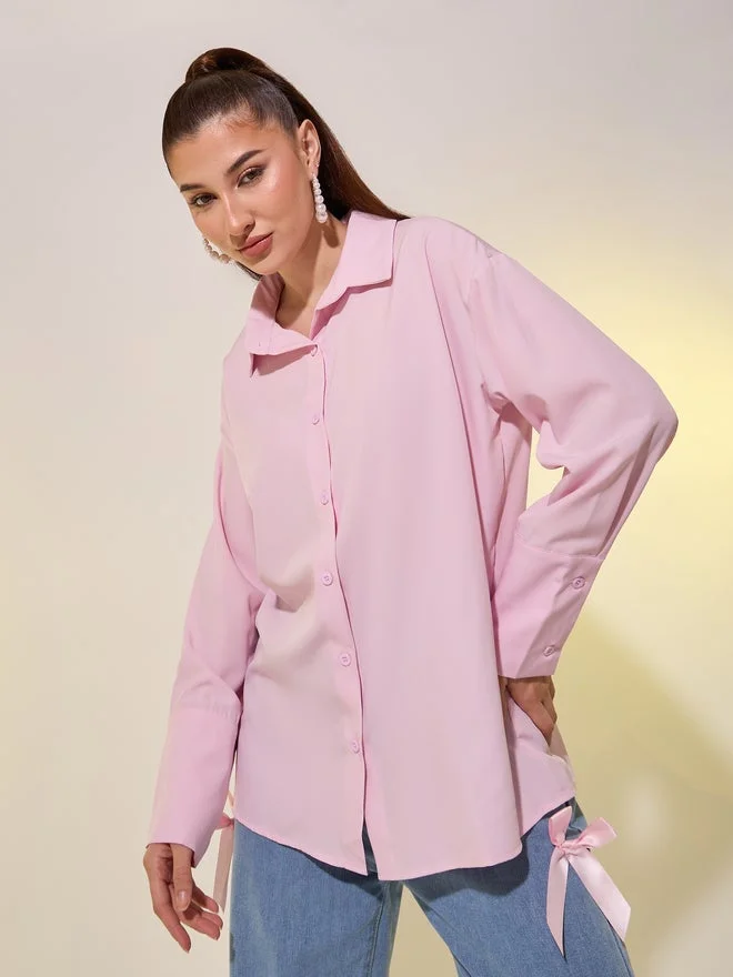 Styli Styli Solid Oversized Spread Collar Shirt