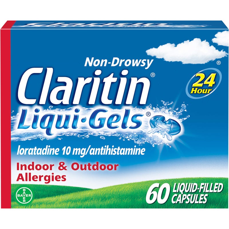 Claritin Liqui-Gels 24 Hour Allergy Relief, Non-Drowsy Allergy Medicine, Loratadine Antihistamine Capsules, 60 Count - Image 1