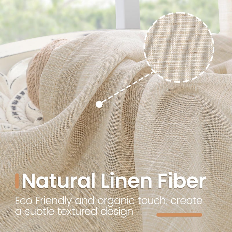 BGment Natutal Linen Cafe Curtains 30 Inch Length, Farmhouse Kitchen Window Drapes Semi Sheer with Rod Pocket Lightweight Textured for Bathroom Over Sink Decor, 2 Panels Set, 30 Inch Wide - Image 3