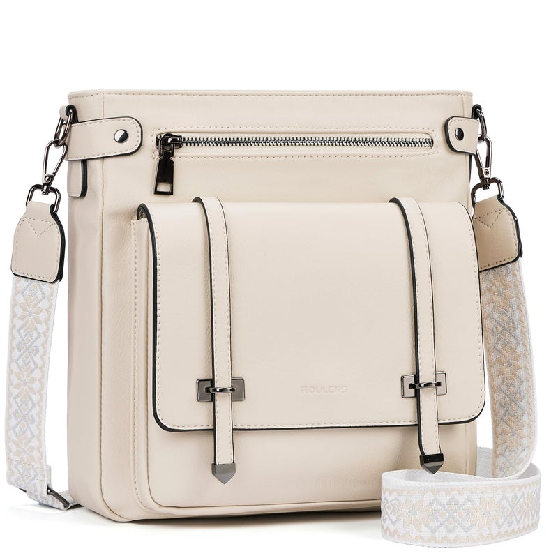 Roulens Crossbody Bags for Women,Multi Pocket Crossbody Purses Vegan Leather Shoulder Handbags Travel Purse Adjustable Strap - Image 1