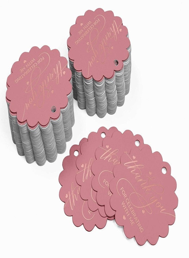 Inkdotpot Pack of 100 Rose Gold Foil Paper Tags Thank You for Celebrating with Me Birthday Favor Hang Tags - Image 3