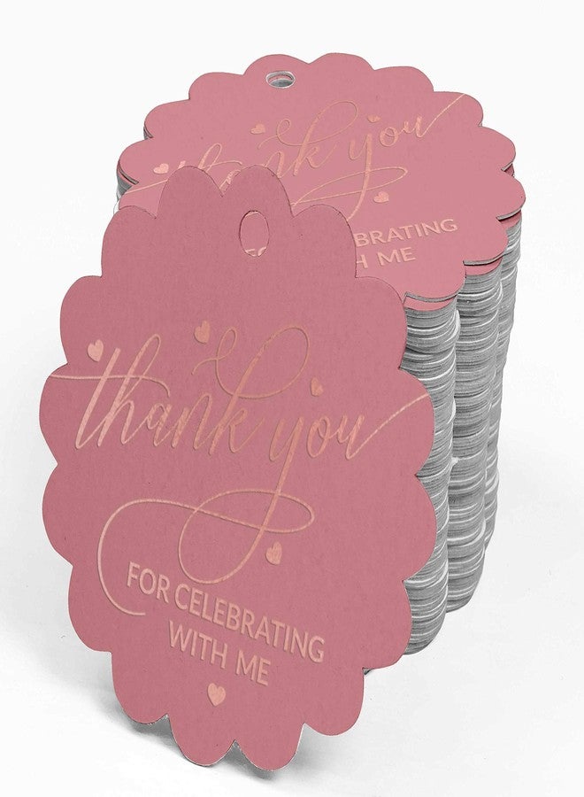 Inkdotpot Pack of 100 Rose Gold Foil Paper Tags Thank You for Celebrating with Me Birthday Favor Hang Tags - Image 4