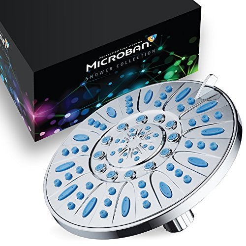 AquaDance 7-inch 6-Setting Rainfall Showerhead with Anti-Microbial Microban Protection from Mold, Mildew, and Bacteria - Clog-Free Wave Blue Jets, Chrome Finish - Image 3
