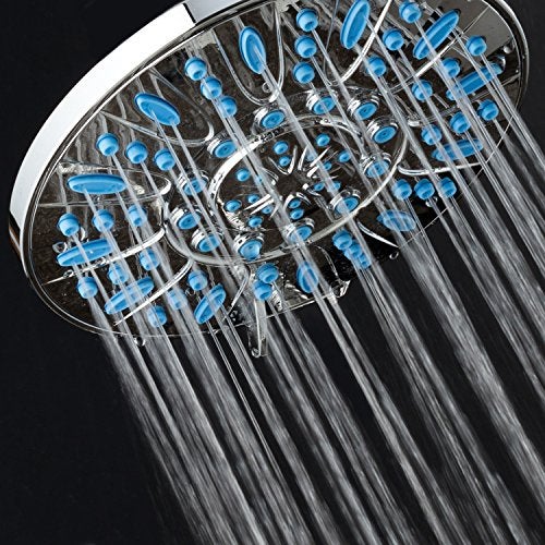 AquaDance 7-inch 6-Setting Rainfall Showerhead with Anti-Microbial Microban Protection from Mold, Mildew, and Bacteria - Clog-Free Wave Blue Jets, Chrome Finish - Image 5
