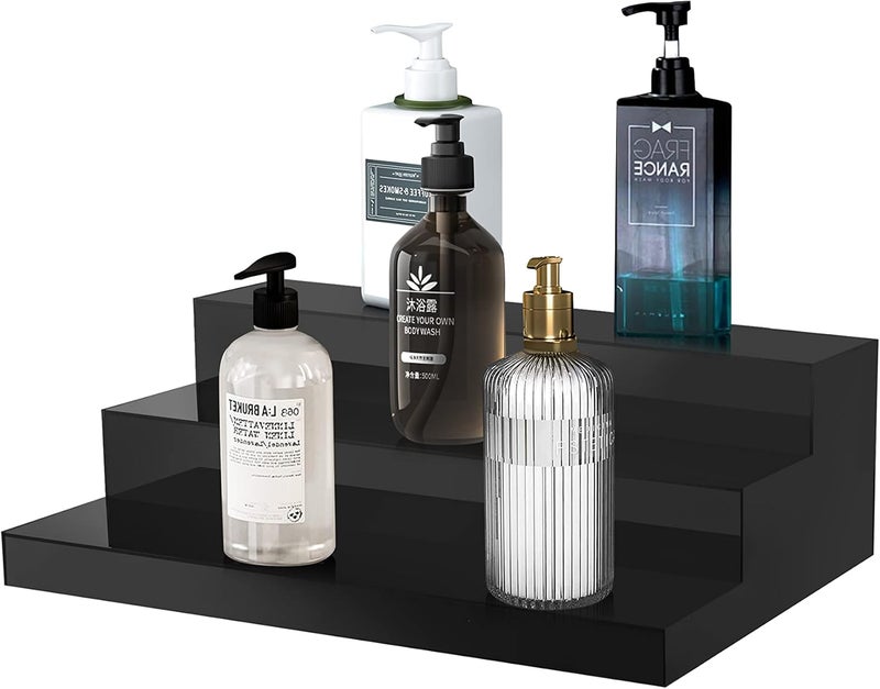 TPGP CiaoHER Large Acrylic Wine Liquor Bottle Rack - 3 Tier Black Countertop Riser Display - Image 5