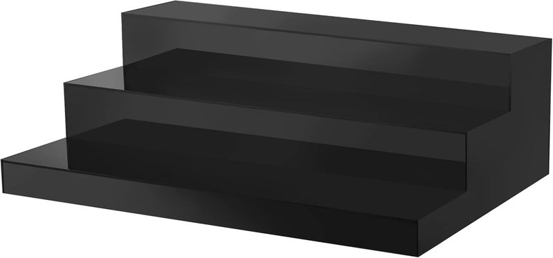 TPGP CiaoHER Large Acrylic Wine Liquor Bottle Rack - 3 Tier Black Countertop Riser Display - Image 1