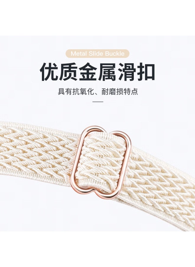 Bing Hong Binghong Compatible With Xiaomi Band 8/9 Strap, Nfc Solid Color Sports Wristband, W-textured Smooth Buckle Nylon Woven Strap, W-textured - Black - Image 4