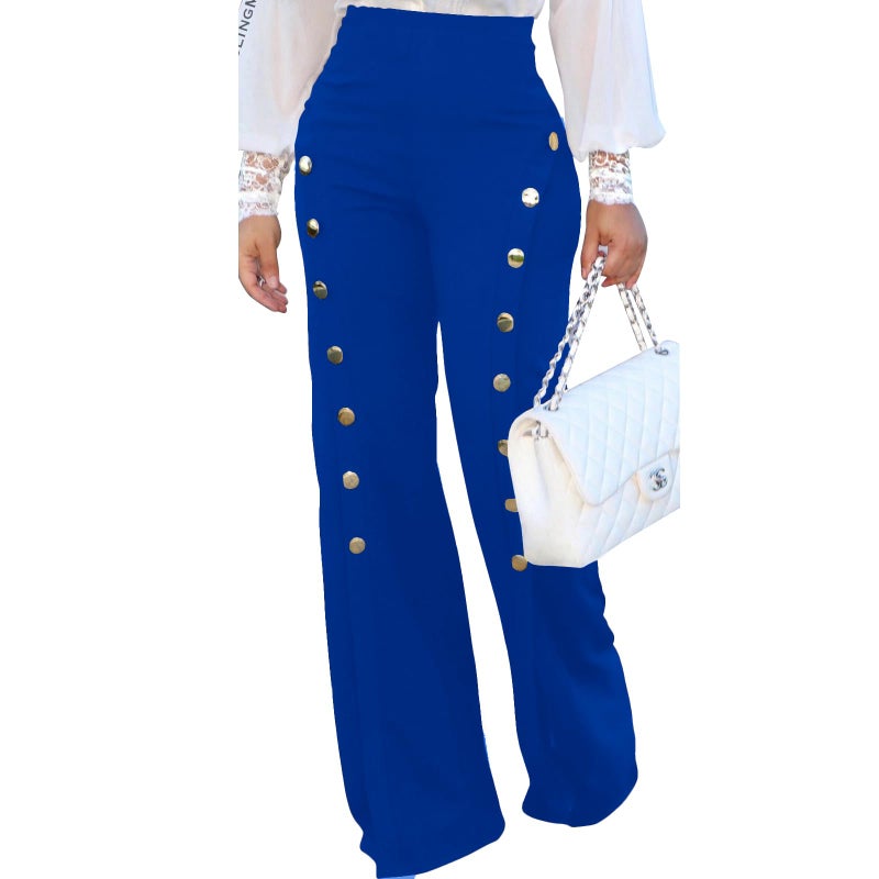PINSV Women's Stretchy Bootcut Pull On Dress Pants Business Casual Work Pants Blue XL - Image 2