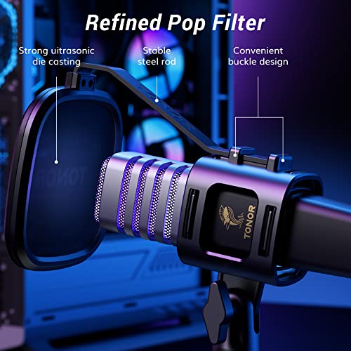TONOR USB Gaming Microphone, RGB Streaming Microfono Set, PC Podcast Recording Computer Mic for PS4/5, Discord, Twitch, Cardioid Condenser Mic with Adjustable Boom Arm Stand TC30S+ - Image 5