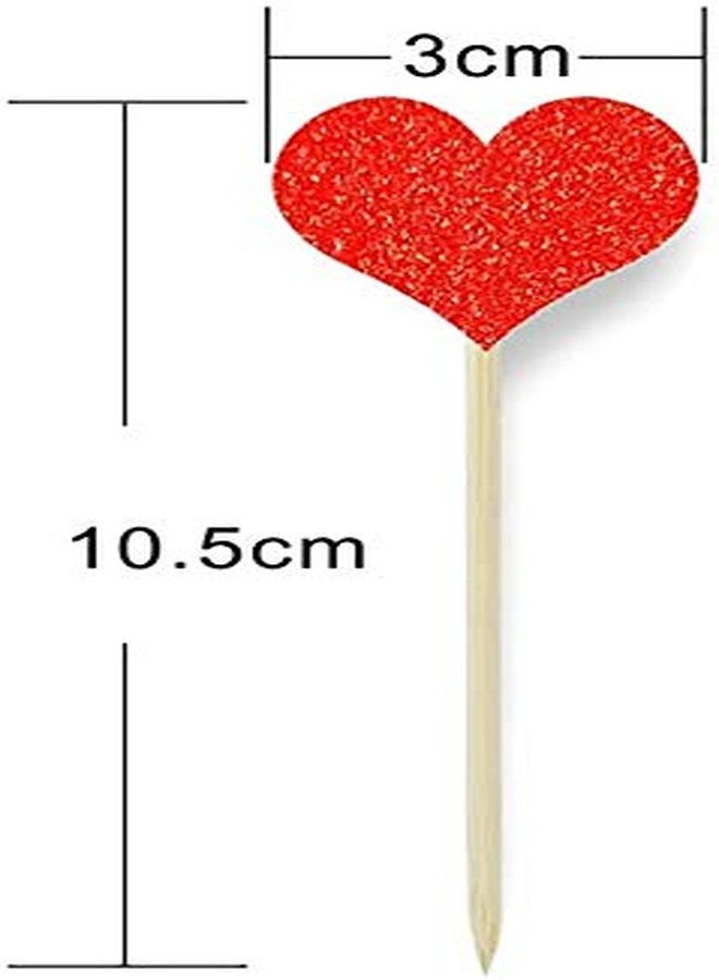 Confetti! 40PCS Heart Cupcake Toppers Sweet Love Theme Hearts Food Picks for Valentine Wedding Engagement Bridal Shower Birthday Party Cake Decorations - Red - Image 2