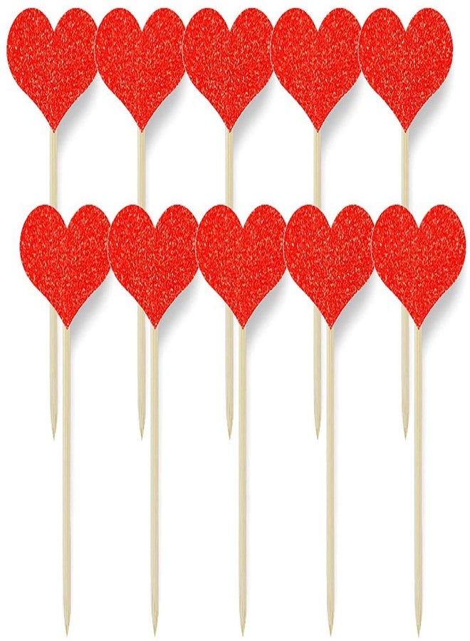 Confetti! 40PCS Heart Cupcake Toppers Sweet Love Theme Hearts Food Picks for Valentine Wedding Engagement Bridal Shower Birthday Party Cake Decorations - Red - Image 1