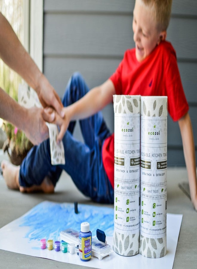 Ecozoi Bamboo Rayon Reusable Towels - 4 Pack | Equivalent to 80 Regular Rolls | 70% Rayon from Bamboo and 30% Cotton Kitchen Paper Rolls | 50 Times More Usage than Regular Paper Rolls - Image 4