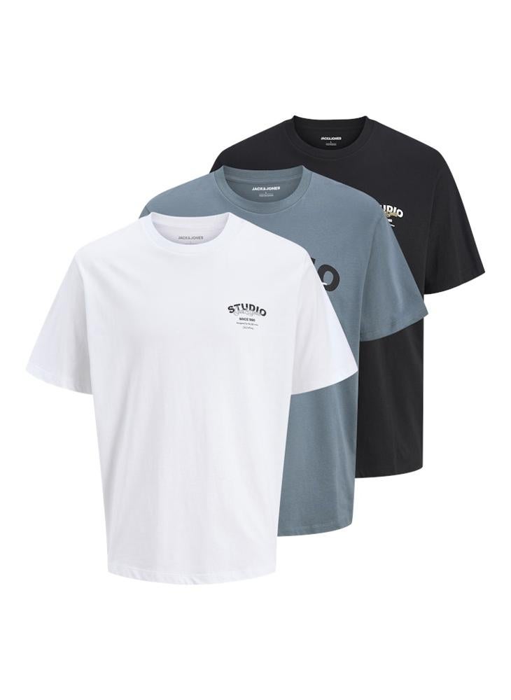 جاك اند جونز مجموعة تيشيرتات برقبة مستديرة بطبعة - مكونة من 3 قطع - Image 1