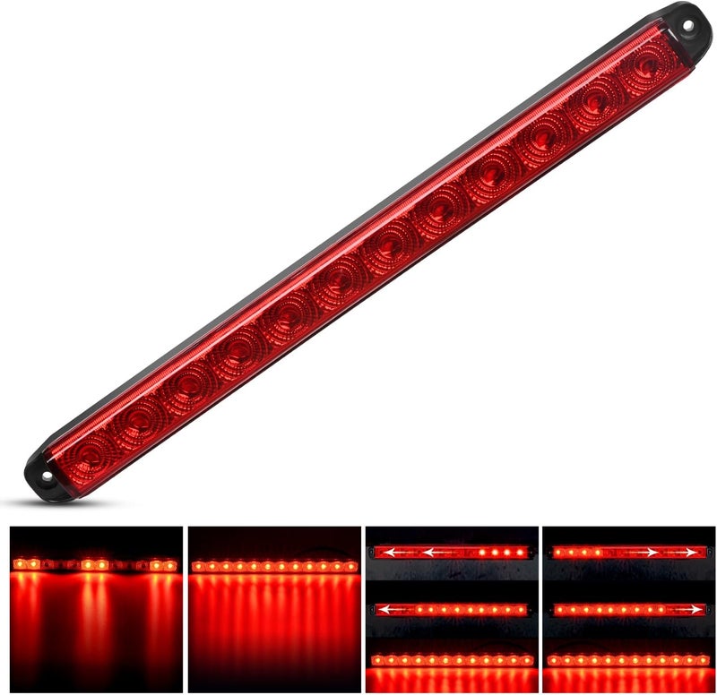 Nilight LED Trailer Light Bar 16Inch 12 LED Red Running Brake Sequential Turn Signals Tail Light Waterproof Rear Maker ID Bar for 12V Trailer Boat Truck RV, 2 Years Warranty - Image 1