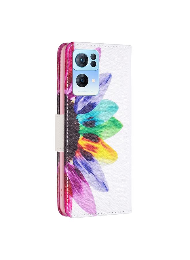 S-TOP Case For OPPO Reno7 5G Global Drawing Pattern Leather Phone Case - Image 3