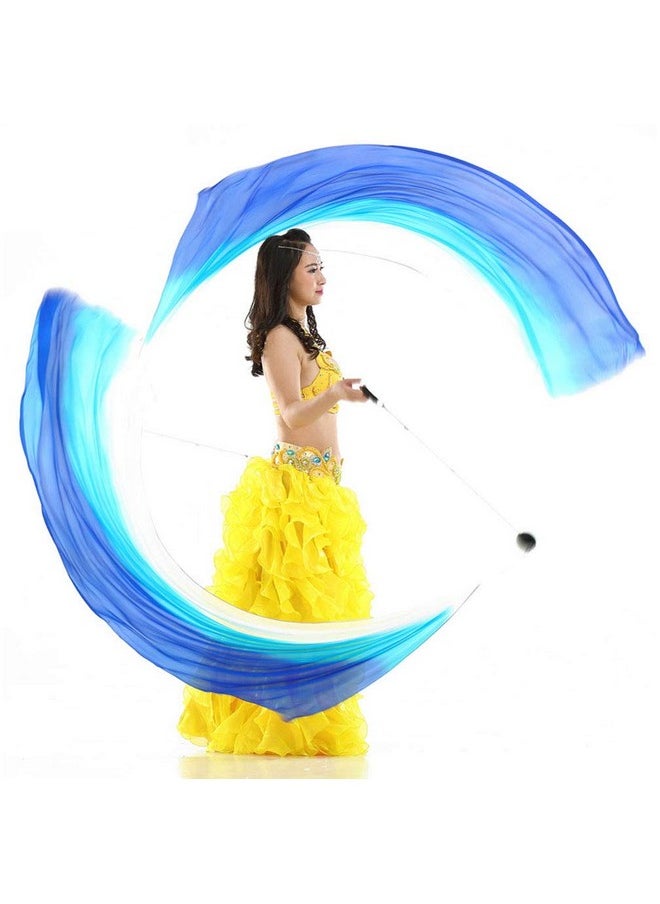 KIKIGOAL 2Pcs 2.0X0.9M/78.74"X35.43" Multi-Color Dance Silk Veil Poi (2.0X0.9M/78.74"X35.43", Gradual Blue)  - Image 1
