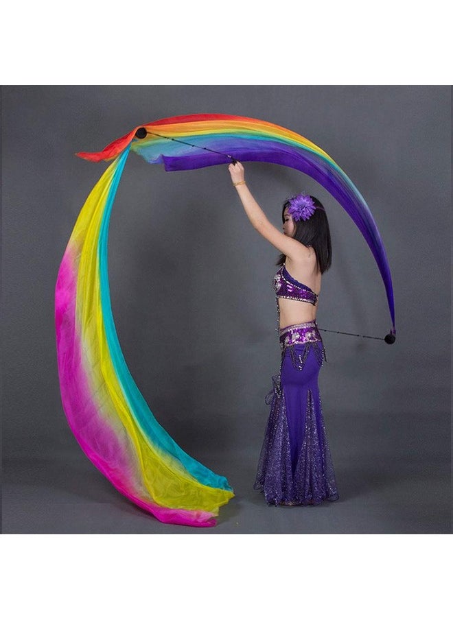 KIKIGOAL 2Pcs 2.0X0.9M/78.74"X35.43" Multi-Color Dance Silk Veil Poi (2.0X0.9M/78.74"X35.43", Gradual Blue)  - Image 2