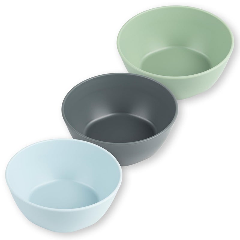 Tiny Twinkle Tableware 3 Pack Dish Set BPAFree Cups Plates and Bowls Sets For Kids and Toddlers  Polypropylene Plastic Dinnerware Set Sage Charcoal IceBlue Round Bowl