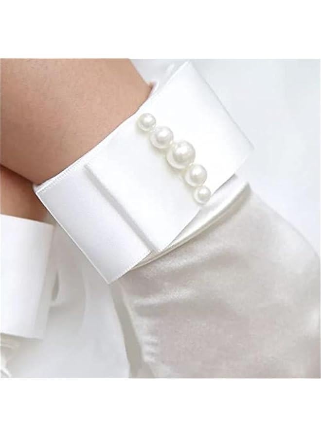Women Short Satin Gloves Elegant Wrist Length Brides Gloves Women's Gown Gloves for Opera Wedding Banquet Evening Party Dress Accessories - Image 4