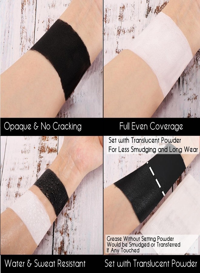 CCbeauty Black White Face Paint, Clown White Face Painting Kit, Flawless & Full Coverage Finish, Professional Body Paint For Halloween Cosplay Party, Skeleton, Joker, Mime, Vampire, Goth Makeup - Image 5