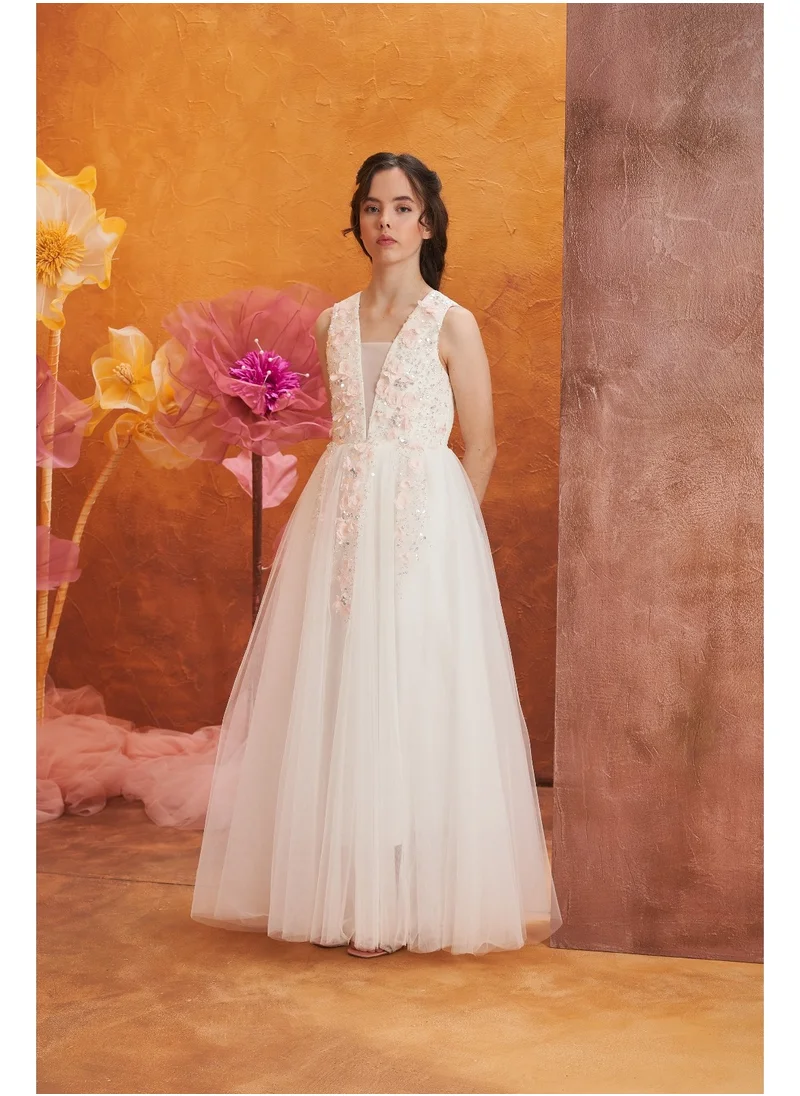 VIA BAMBINO Off-White Flower Girls Dress POR 3159