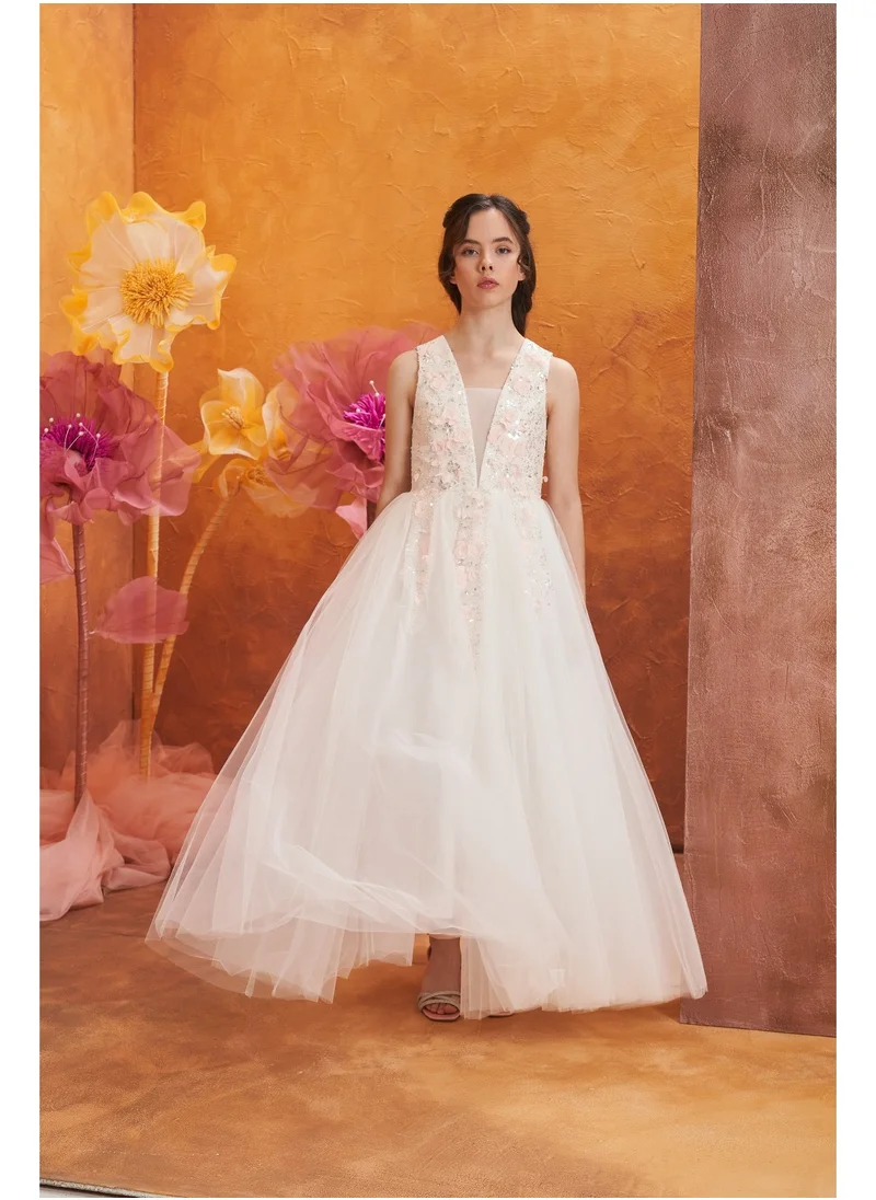 VIA BAMBINO Off-White Flower Girls Dress POR 3159