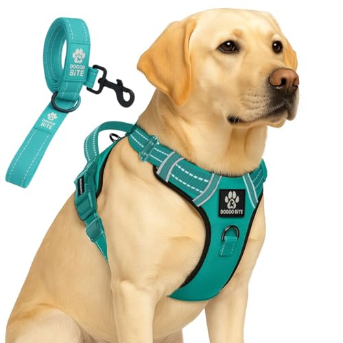 Doggo Bite Premium Reflective Dog Vest Harness| Soft Breathable| Padded Handle| Adjustable Straps & Luxury Buckle| No-Choke with Free Designer Leash-32mm| Chest (27-36inch) All Large Breeds 23-35Kg - Image 1