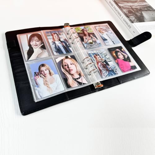 DONBAO A5 Kpop Photocard Binder, 6 Ring Binder Collector’s Album with 240 Card Slots, PU Leather Cover for Organizing K-Pop, Trading Cards, Game Cards & Memorabilia (Black) - Image 3
