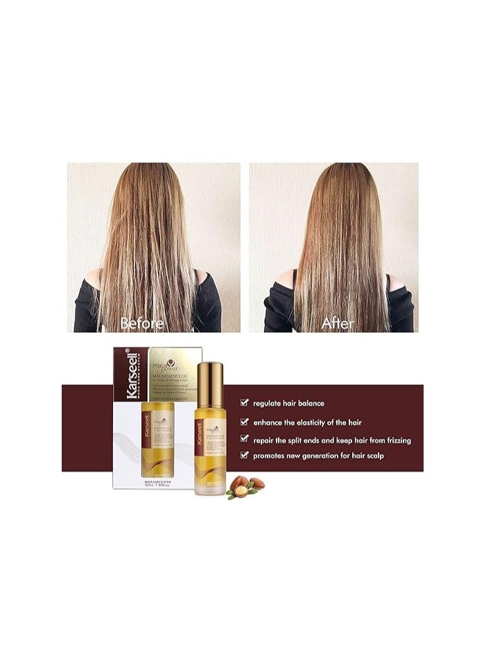 Karseell Moroccan Argan Oil for Hair Healing Cold Pressed Weightless Argan Oil Hair Serum for Dry Damaged Hair 50ml - Image 2