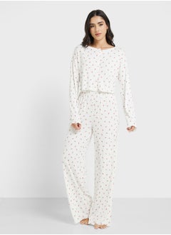 Ditsy Floral Print Crop Top & Pyjama Set