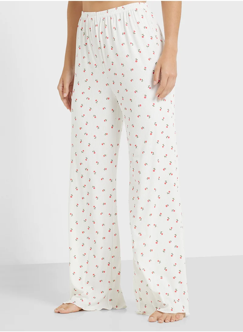 Ginger Ditsy Floral Print Crop Top & Pyjama Set
