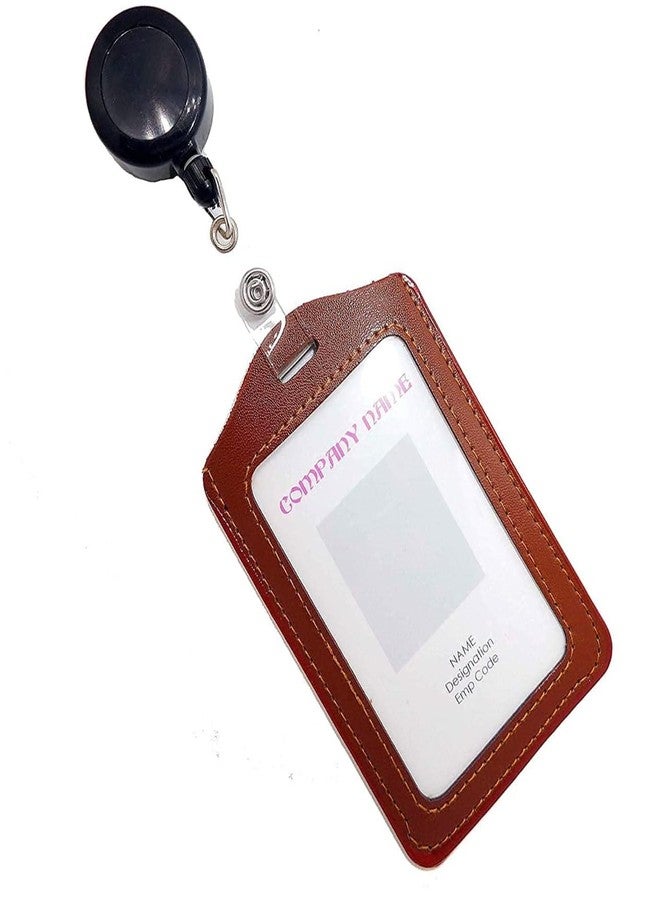 ANG Combo Pack of PU Leather ID Badge Holder Card Case with Retractable Reel Pulley YOYO (Made in India) - Image 1