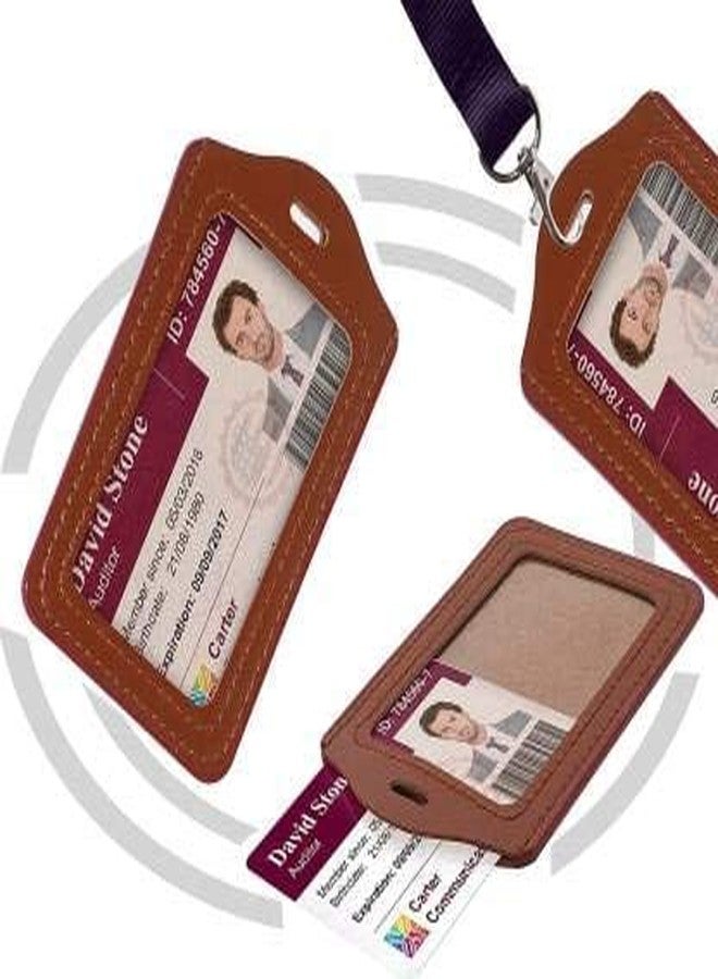 ANG Combo Pack of PU Leather ID Badge Holder Card Case with Retractable Reel Pulley YOYO (Made in India) - Image 2