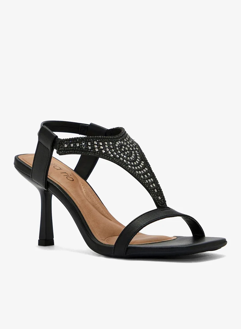 Beira Rio Black Block Heel Sandals for Women – Stylish Ladies Heels Sandals for Everyday Wear for Women | Best Price UAE