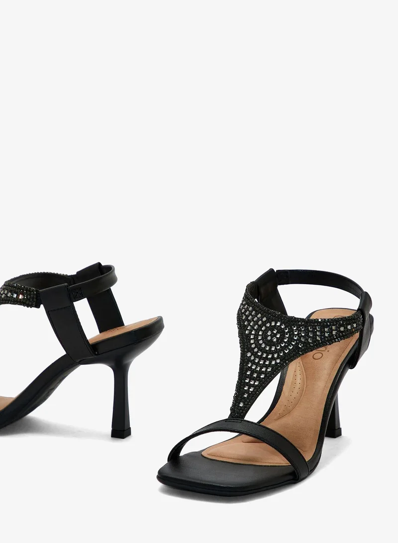 Beira Rio Black Block Heel Sandals for Women – Stylish Ladies Heels Sandals for Everyday Wear for Women | Best Price UAE