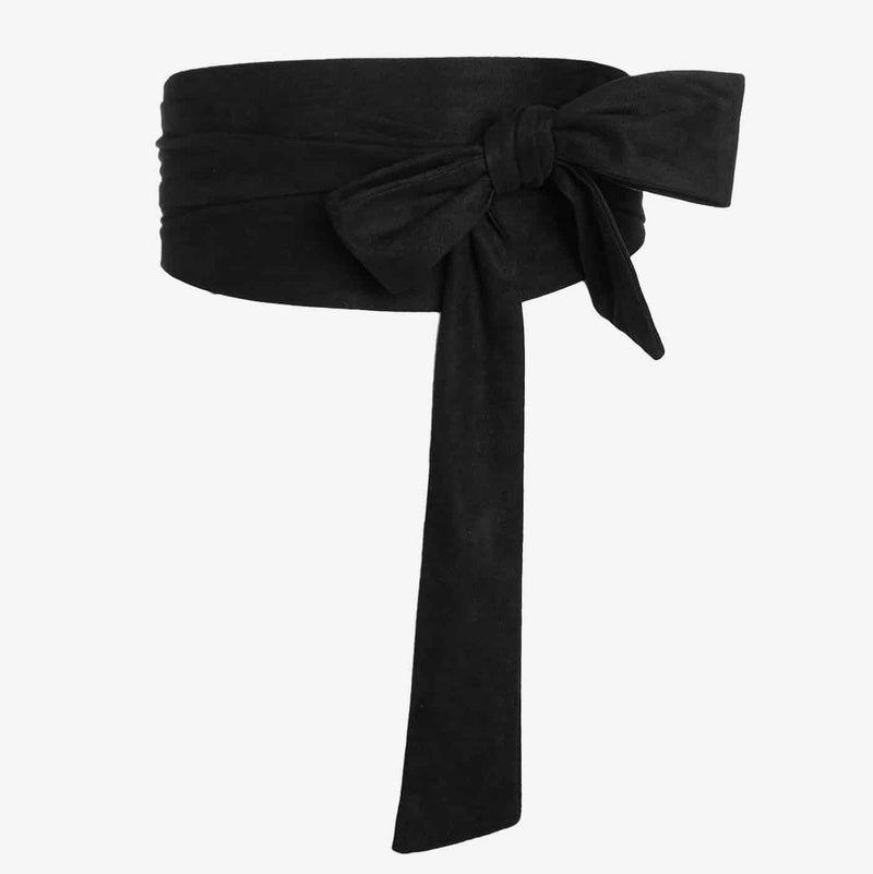 Elegant Suede Belt for Women Wrap Dress Coat Sweater Black - Image 1