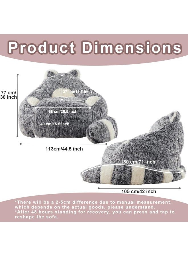 EBENCHICO Giant Bean Bag Chairs for Adults Teens, Plush Beanbag Chair with Foam Filler Comfy Faux Fur Fluffy Animal-Shaped Bean Bag Sofa Couch for Reading Sleeping Gaming - Image 2