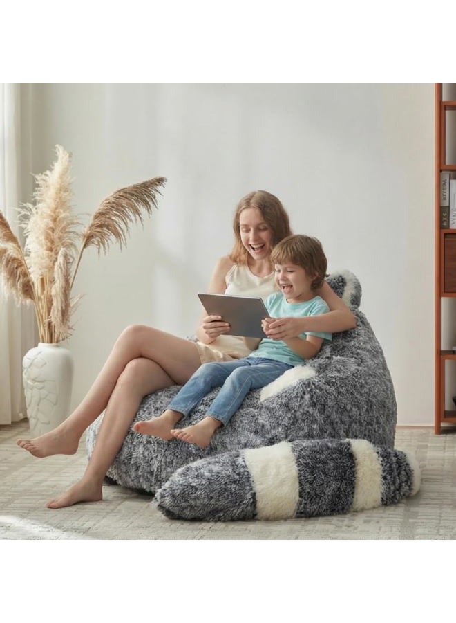 EBENCHICO Giant Bean Bag Chairs for Adults Teens, Plush Beanbag Chair with Foam Filler Comfy Faux Fur Fluffy Animal-Shaped Bean Bag Sofa Couch for Reading Sleeping Gaming - Image 3