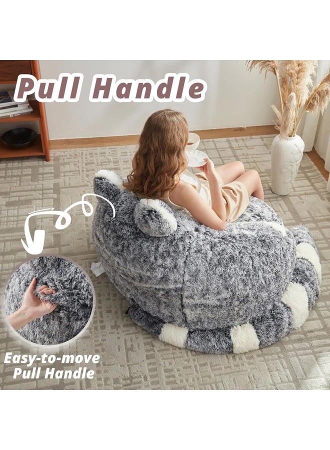 EBENCHICO Giant Bean Bag Chairs for Adults Teens, Plush Beanbag Chair with Foam Filler Comfy Faux Fur Fluffy Animal-Shaped Bean Bag Sofa Couch for Reading Sleeping Gaming - Image 5